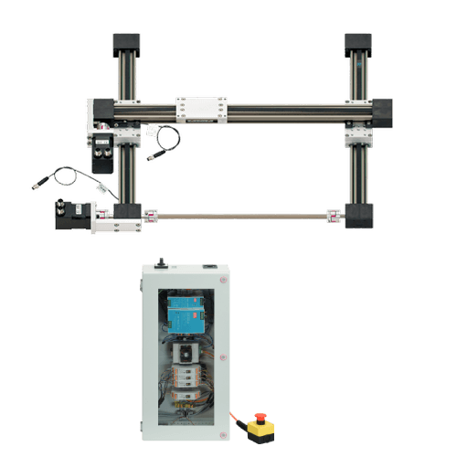 Portique cartésien 2 axes : moteurs pas à pas à codeur, périmètre de travail de 300x300 mm