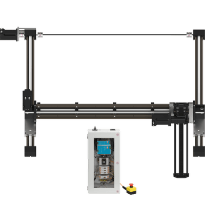 Portique 3D : moteurs pas à pas à codeur, système de pilotage, périmètre de travail de 800x800x500 mm