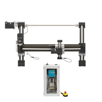 Portique cartésien 3 axes : moteurs pas à pas à codeur, périmètre de travail de 500x500x100 mm