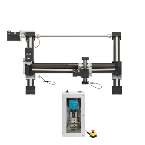 Portique cartésien 3 axes : moteurs pas à pas à codeur, périmètre de travail de 500x500x100 mm